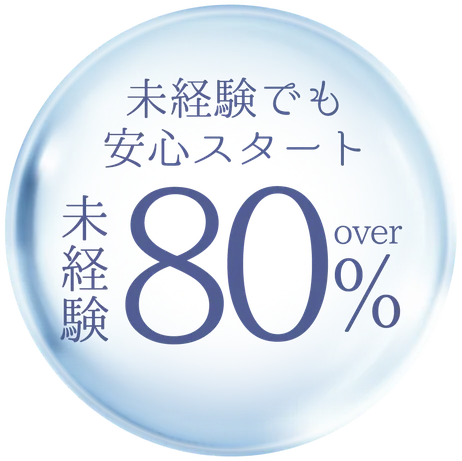 未経験でも安心スタート、未経験80%オーバー